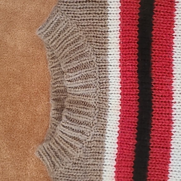 Urban Outfitters tan with red black white bold stripes - Picture 3 of 11